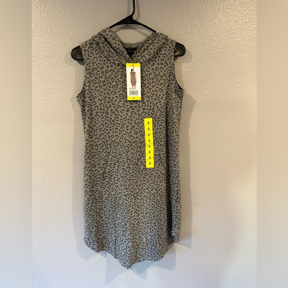 B collection by bobeau hoodie dress animal print gray
